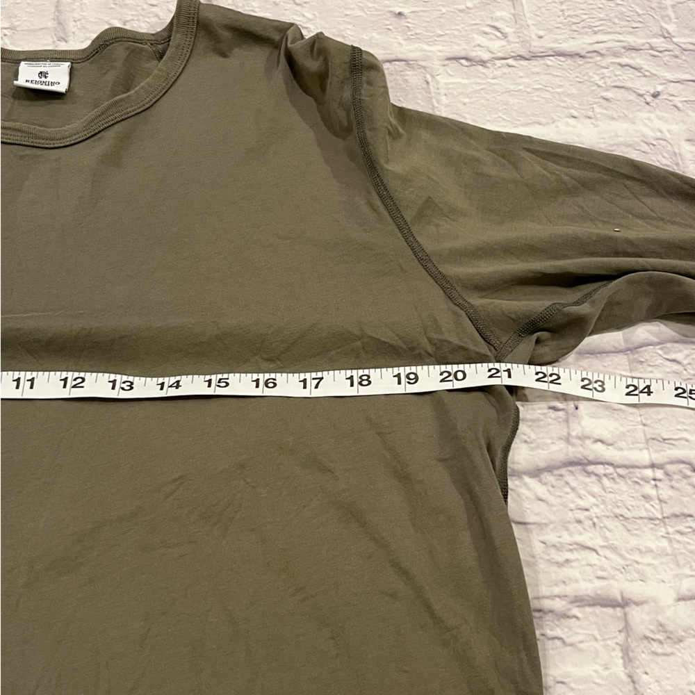 Reigning Champ mens light olive green long sleeve jersey t-shirt Canada cotton L - Picture 5 of 7